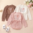 thumbnail image 5 of Douhoow 0-2 Years Baby Girl Knitted Romper Sweater Long Sleeve Knit Embroidery Floral Bodysuits Winter Warm Waffle Clothes, 5 of 9