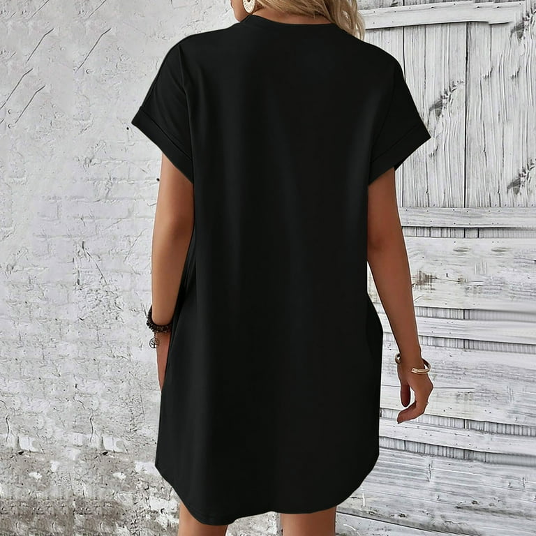 TIANZEN Women Soft T Shirt Dress Short Sleeve Casual Summer Tunic