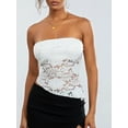 thumbnail image 2 of KelaJuan Women's Summer Fashion Tube Tops White Sleeveless Off Shoulder Lace Floral Bandeau, 2 of 6