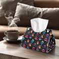 thumbnail image 4 of COEQINE Tissue Holder Dispenser Creative Napkin Tissue Box Holder PU Leather Stylish Rectangle Tissue Case Organizer Decorative Accessories for Halloween Home Decor, Skull Moon Star Colorful, 2 PCS, 4 of 7