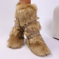 thumbnail image 4 of Dasayo Furry Boots Women Mid-Calf Yellow Winter Buckles Fuzzy Comfy Warm Boots Women's Shoes 40, 4 of 5
