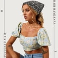 thumbnail image 4 of AWAYTR Women Floral Elastic Hair Scarf Headband 3Pcs Chiffon Boho Head Kerchief Vintage Triangle Scarf Hair Bandanas, 4 of 9