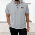thumbnail image 4 of Men's Solid Color Short Sleeve Button Up Hooded Pullover, Casual Hoodie Top With Hood, Button Closure, Polyester Rayon Cotton Blend, Lightweight Breathable, Daily Wear | Zenithor,Gray XL, 4 of 5