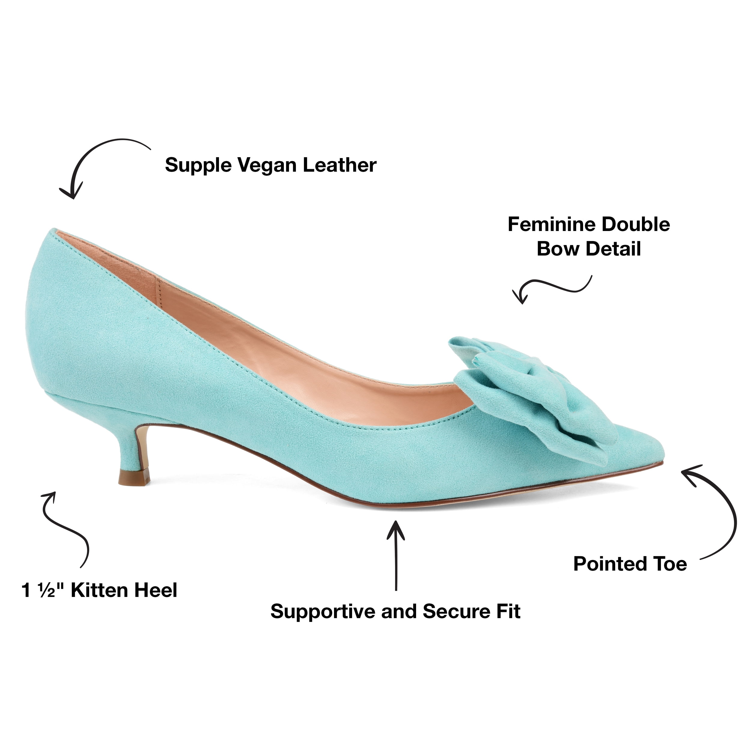 Journee Womens Orana Pointed Toe Kitten Heel Pumps, Widths Available