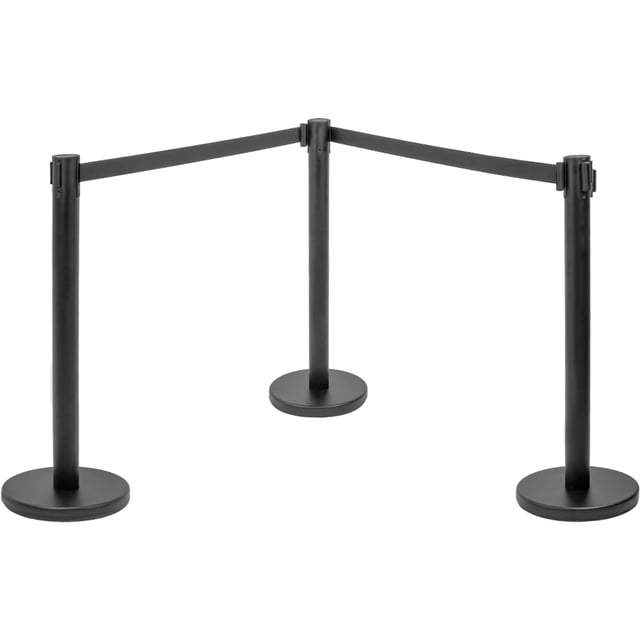 Postes Delimitadores Unifila Cinta Retráctil Negra Fila 3 Pz Gutstark Home