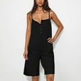 thumbnail image 2 of lcziwo Womens Summer Casual Sleeveless Romper Loose Adjustable Straps Button Down Overalls Shorts Lightweight Linen One Piece Jumpsuit 2025 Clothes 50 Percent off Sales Today Black M, 2 of 7