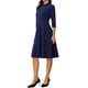 thumbnail image 4 of INSPIRE CHIC Vestido Vintage para Mujeres con Mangas 3/4, Cuello Alto, Vestido A-Line para Oficina, L Azul Profundo, 4 of 6