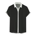 thumbnail image 5 of Bcfgryg Mens Color Matching Lapel Button Half Sleeve Shirt T Shirt Short Sleeve Shirt Men’S Dress Shirts Black, 5 of 5