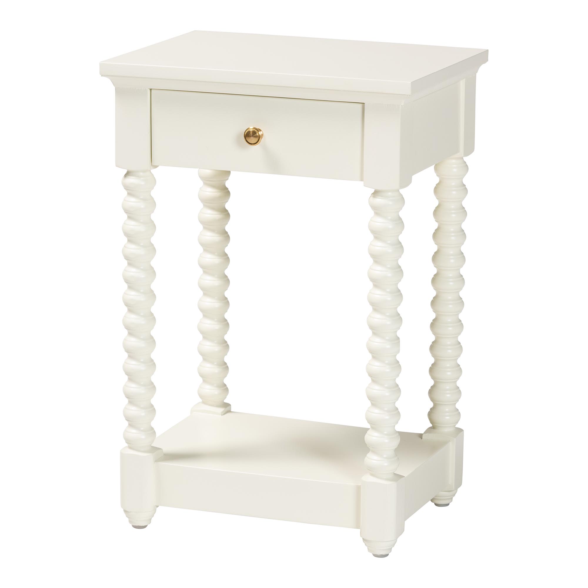 bali & pari Terentia Mid-Century Nightstand, 1-Drawer, White