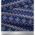 thumbnail image 3 of Soimoi Blue Heavy Satin Fabric Geometric Ikat Print Fabric by the Yard 54 Inch Wide, 3 of 3
