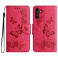 thumbnail image 1 of For Samsung Galaxy A55 5G Case Butterflies Flower Leather Wallet Flip Phone Cover - Red, 1 of 5