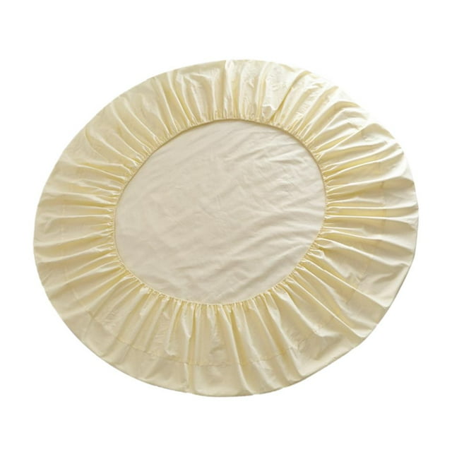 jifeng Draps Ronds Drap-Housse Drap en Coton Literie Draps pour Lit de Princesse Beige