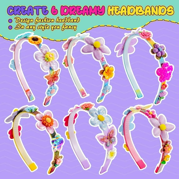 Hair Accessories for Girls: Headband Making Kit Toys Age 6-8 Arts and Crafts Set 4-8 8-12, DIY Accessories Set for 4 5 6 7 8 9 10 11 Year Old Girls Birthday Xmas Gift