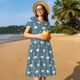 thumbnail image 4 of Honeii Elegant Flamingo Print Women’s Short Sleeve Dress, Comfortable Casual Dress, Soft Polyester Spandex Blend, Stylish Everyday Wear for Summer, Perfect for Travel and Vacation, 4 of 6