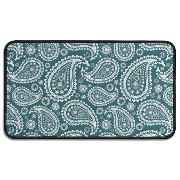 Teal Paisley Pattern Door Rugs,Washable Non Slip Door Mats Indoor,Decorative Door Mats,Entry Mat Indoor for Entrance,Bedroom,Kitchen,Bathroom,30"x17"