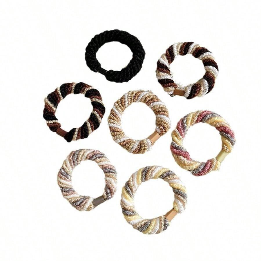 Twist Gray Yellow Knotted Braided Hair Band With High Elasticity And Soft Grip For Gentle Ponytail Styling