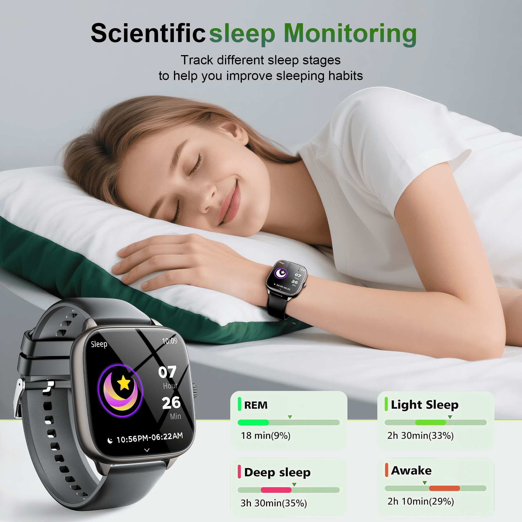 STA Smartwatch – Fitness and Sleep Tracker with 1.72" HD Display, Precise GPS, Call and Messaging, 24/7 Sleep Monitoring, 100+ Professional Sports Modes, Ideal for Sleep and Sports