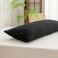 thumbnail image 4 of BESTOUCH 100% Washed Cotton Full Body Pillowcase Linen Feel Soft Breathable 1Pcs with Envelope Closure Solid Deep Black 20x54 Inches, 4 of 6