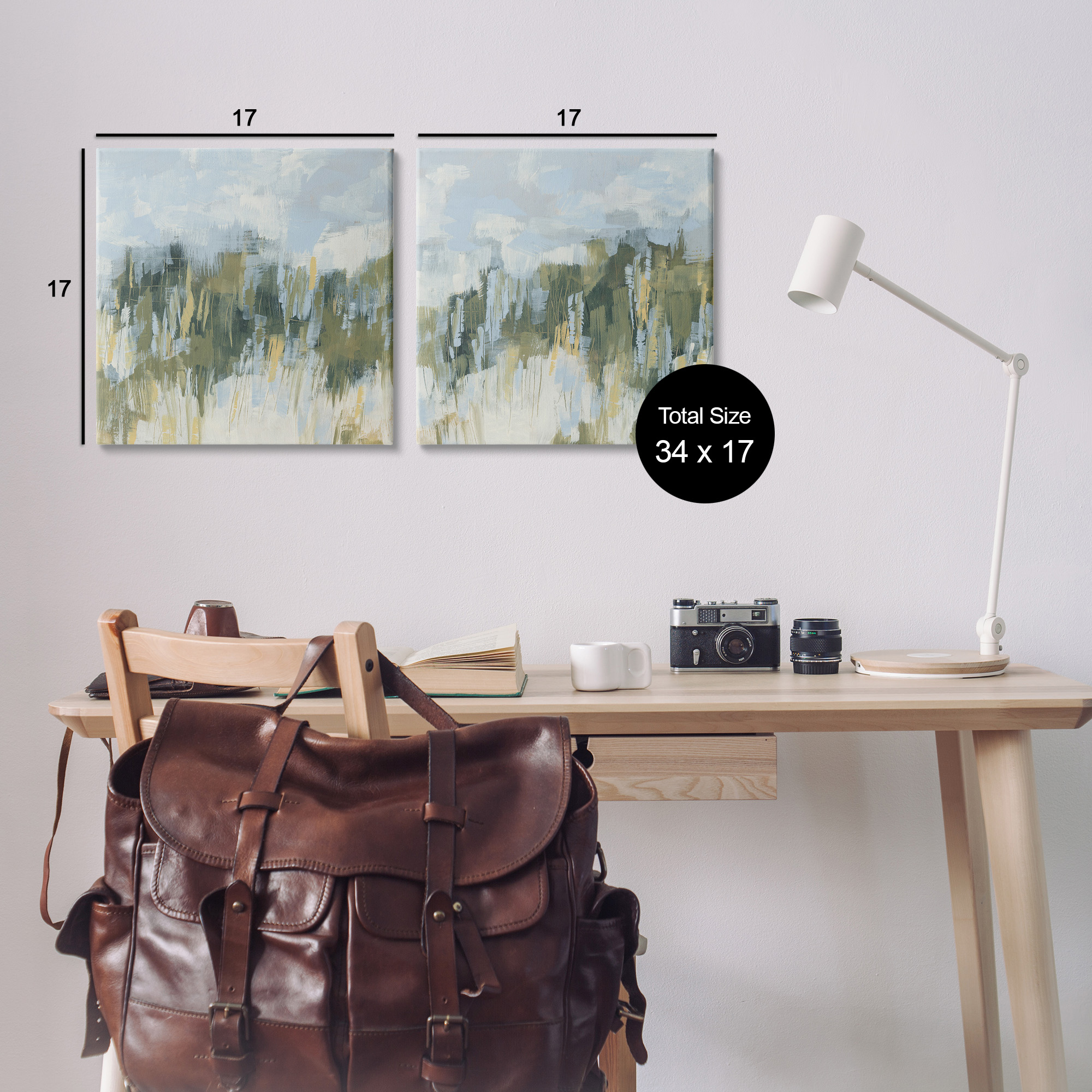 Stupell Industries Abstract Brushed Landscape Abstract Painting Gallery Wrapped Canvas Art Print Wall Art, 17 x 17, Set of 2