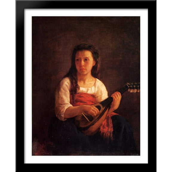 The Mandolin Player 28x34 Large Black Wood Framed Print Art by Mary Cassatt