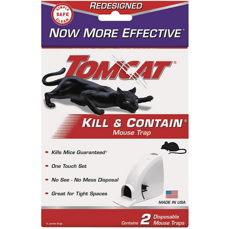 Tomcat Kill & Contain Mouse Trap, Never See a Dead Rodent Again, 2 Traps