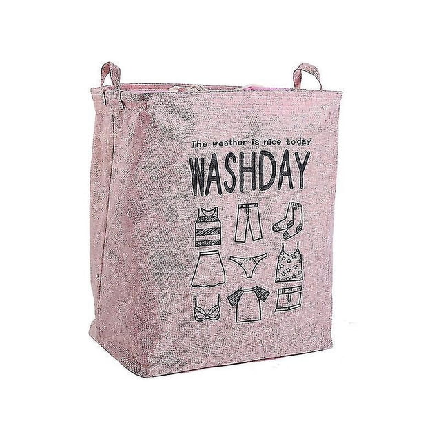 Bolsa de almacenamiento de ropa de 75 l Bolsas de ropa grandes con cordón Cestas de lavandería plegables con asa, rosa 43x33x52cm