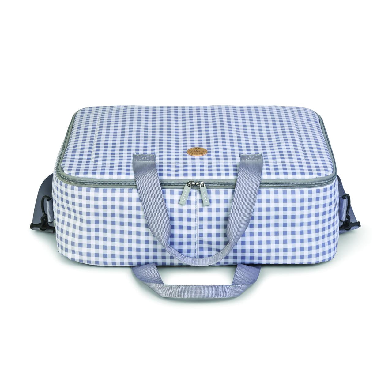 SARO Toddler Weekender Travel Bag - Gray Vichy with Pockets & Adjustable Strap
