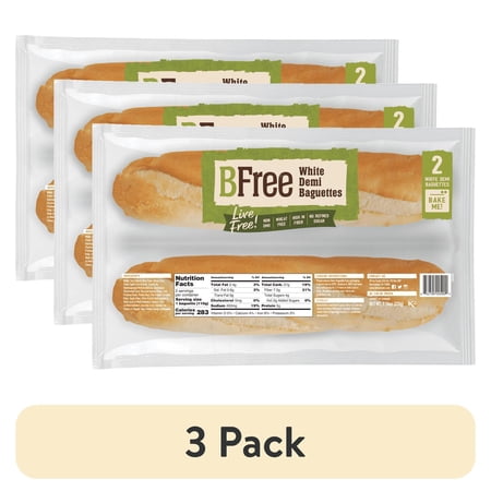 (3 pack) BFree Foods, Gluten Free, White (Bake at Home) Demi Baguettes, Size: 7.76oz, 2 Count