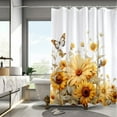 thumbnail image 2 of Sunflower Bathroom Pattern Shower Curtain Set, Bathroom Butterfly Decorative Waterproof Polyester Fabric Shower Curtain with 12 Hooks, 72x72 inches, 2 of 6