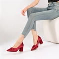 thumbnail image 6 of Ecetana Women's Chunky Heel Pumps Pointed Toe Bow Knot Heel Dress Shoes for Wedding Party Daily, 6 of 6
