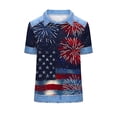 thumbnail image 7 of Uaswgudfs Women's Patriotic Fireworks Print Denim Trim Short Sleeve Tops V Neck Casual Blouses Independence Day T Shirts Blue S, 7 of 7