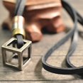 thumbnail image 2 of Ruanlalo Men's Women's Punk Retro Style Leather Rope Hollow Cube Pendant Choker Necklace Coffee, 2 of 6