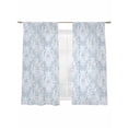 thumbnail image 2 of Haze Blue Boho Semi Sheer Curtains 72 Inch Length 2 Panels Set, Neutral Middle Century Turkish Pattern Sheer Kitchen Curtain Privacy Voile Window Curtain for Living Room Bedroom Rod Pocket Drapes, 2 of 7