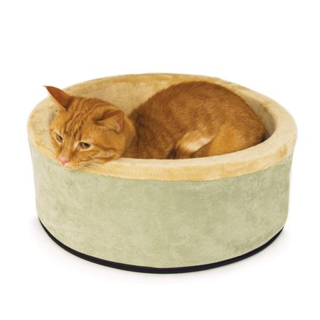 UPC: 0655199031931 | K&H Pet Products Thermo-Kitty Bed Indoor Heated Cat Bed Sage/Tan Small 16 Inches