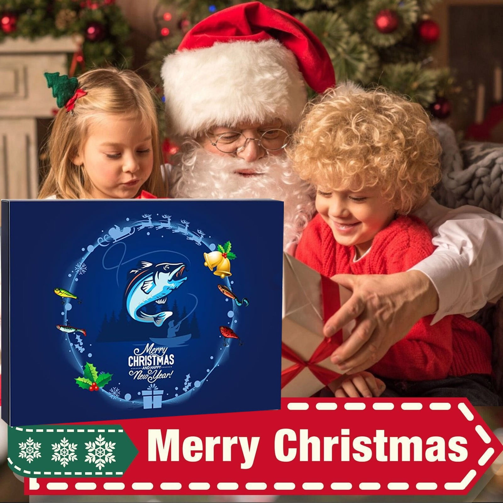 Advent Calendar Fishing 24 Day Christmas Countdown Fishing Lures Set Surprise Gifts for Fishermen Dad Men Boys Stocking Stuffers Xmas Gifts for Fishing Lovers Tackle Box Essentials
