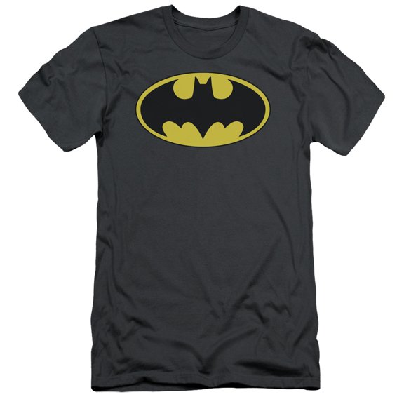 Batman Men's  Classic Bat Logo Slim Fit T-shirt Charcoal