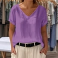thumbnail image 2 of Avtoify Women's Top Linen Solid Color Decorative Button-Quarter Sleeve Round Neck Top/Shirt, 2 of 6