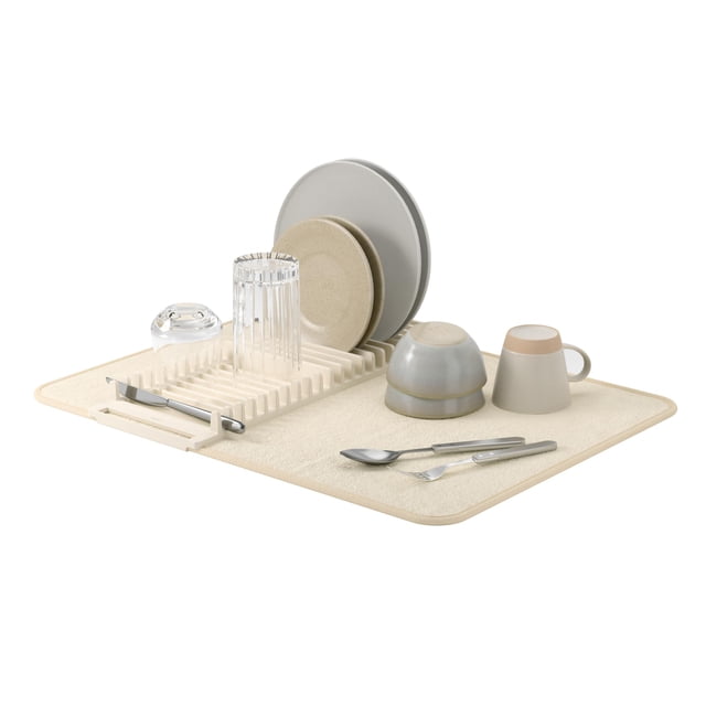 Estante para platos Umbra Udry, plegable, ahorra espacio, con tapete, 61 x 46 cm