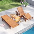 thumbnail image 2 of Gymax Lot de 2 Chaises Longues d'Extérieur avec Roues, Dossier Réglable, Zone pour les Pieds pour Terrasse, 2 of 10