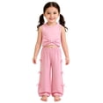 thumbnail image 5 of Fozruso Girls Summer Suit Top Sleeveless Bow Vest Wide Leg Pants Set Of Two (2 7 Years Old) Cute Clothing Sets,Pink,4 Years, 5 of 7
