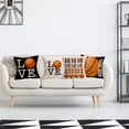 thumbnail image 2 of Set of 4 Love Basketball Pillow Cases Cotton Linen Popular Sports Pillow Covers Cushion Case for Home Sofa Decor Pillowcase 18x18 Inch Gifts for Basketball Fans (Love Basketball), 2 of 6
