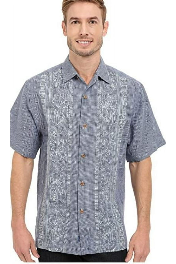 Men's Hana Rue Linen Camp Shirt Turbulence, Blue, S
