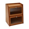 thumbnail image 6 of Brown Bamboo Acrylic Lockers 15.7x11x19.7-Inch 3-Story Trapezoidal Storage Cabinets Magnetic Storage Cabinets, 6 of 10