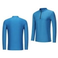 thumbnail image 5 of Handshe Men's Solid Color Sport Dry-Fit Half-Zip Long Sleeve Shirt with Stand Collar, Quick-Dry Athletic Top for Men, Workout Hiking Running Performance Apparel, 5 of 6