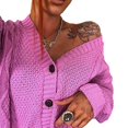 thumbnail image 4 of Women V Neck Short Knitted Sweaters Cardigan Open Stitch Long Sleeve Tops, 4 of 5