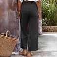 thumbnail image 3 of FRSASU Women's 100% Cotton High Waisted Wide Leg Palazzo Pants Casual Lounge Boho Flowy Pants with Pockets Black-A, 3 of 9