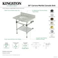 thumbnail image 4 of Kingston Brass KVPB3030MAB8 Templeton 30" Carrara Marble Console Sink with Acrylic Legs and Shelf (8-Inch, 3-Hole), Carrara Marble White/Brushed Nickel, 4 of 4