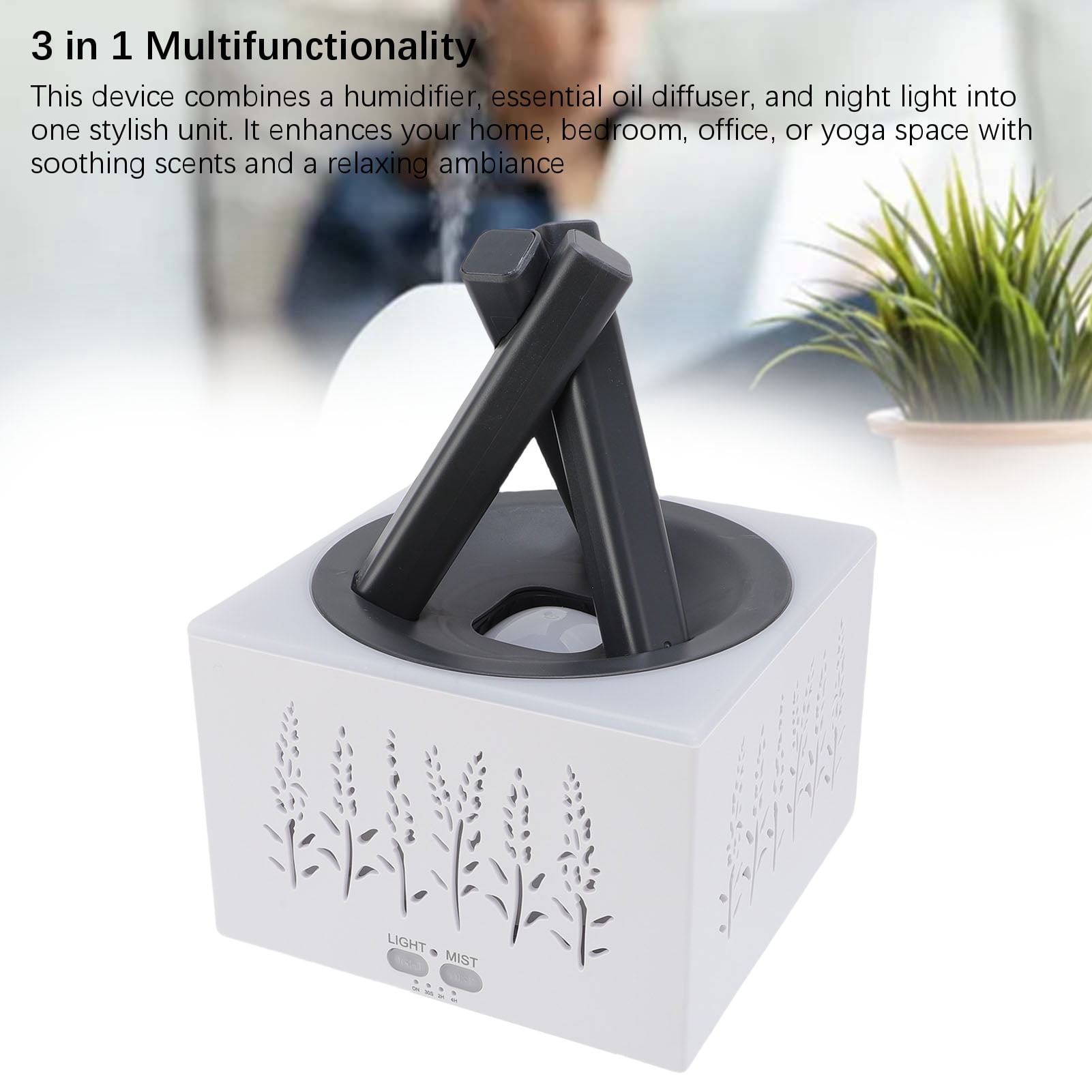 Nieyigj Essential Oil Diffuser with Colorful Light, 400ml Hollow Design Scent Diffuser (8.27 inches / 21 cm), Silent Room Humidifier for Family Home Office