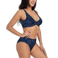 thumbnail image 2 of Kdxio Snowflake Dark Blue Print Women's 2 Piece High Waisted Wrap Spaghetti Strap Summer Swimsuit Bikini Set-Small, 2 of 7