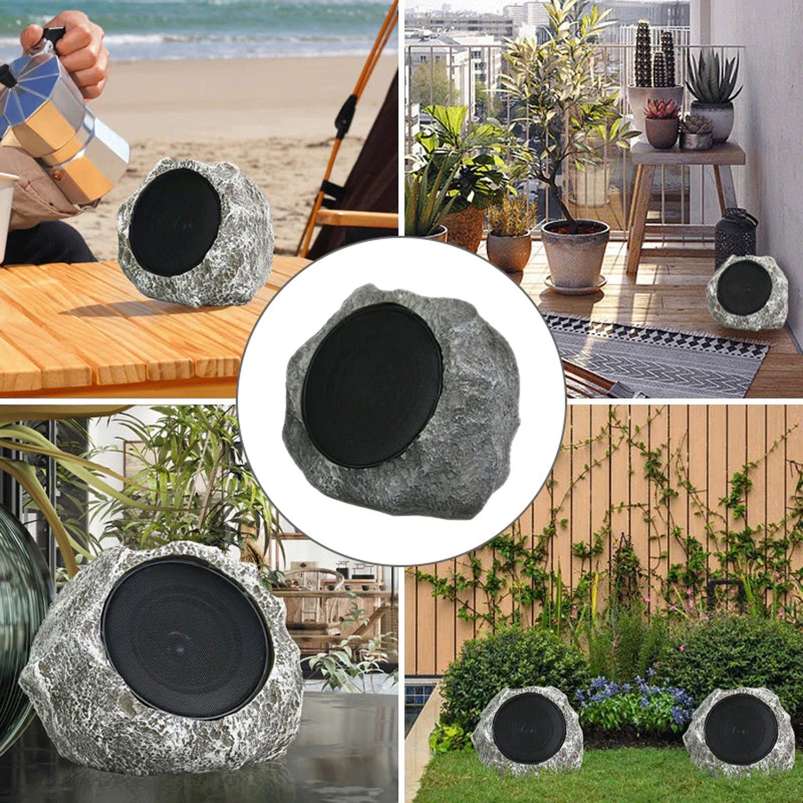 Apmemiss Clearance Rock Speakers Outdoor Waterproof Solar-Powered Wireless Bluetooth Outdoor Rock Speaker with USB Connect Rechargeable Battery for Pool Patio Deck Garden and Home